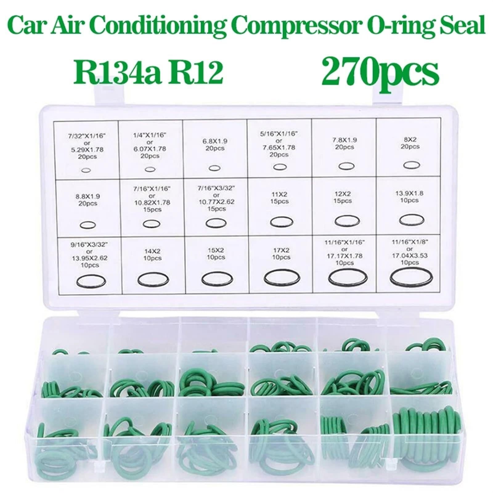 Juego de Juntas tóricas, Kit de Sellado de Goma R134a R12 for Aire Acondicionado automotriz, Herramienta de reparación de A/C(Purple 270pcs)