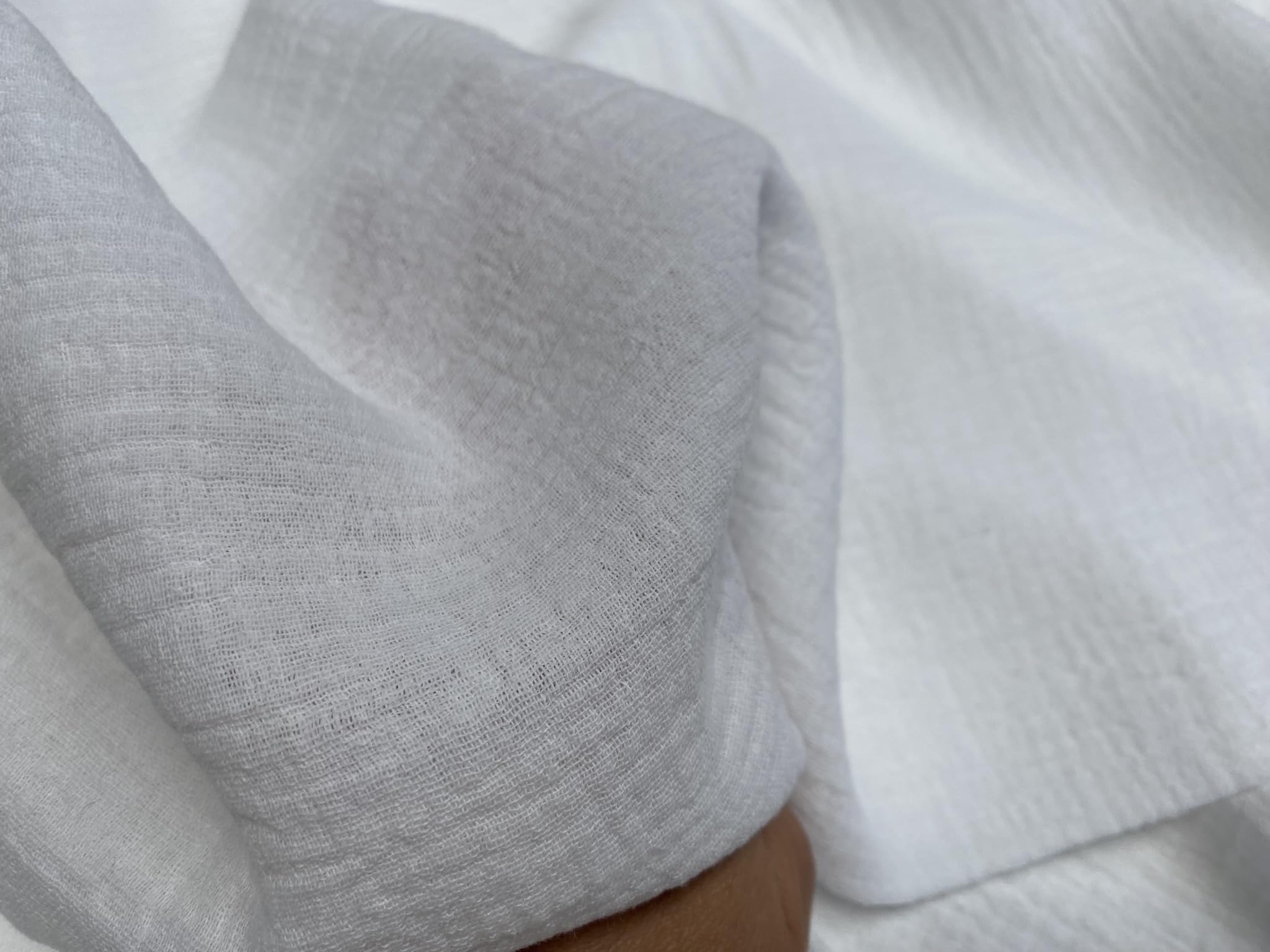 Double Gauze Muslin 100% Cotton Fabric Curtains Fine Cheese Baby Cloth Linen Look Event Wedding Textile - 140cm Wide (1, White) - Image 2