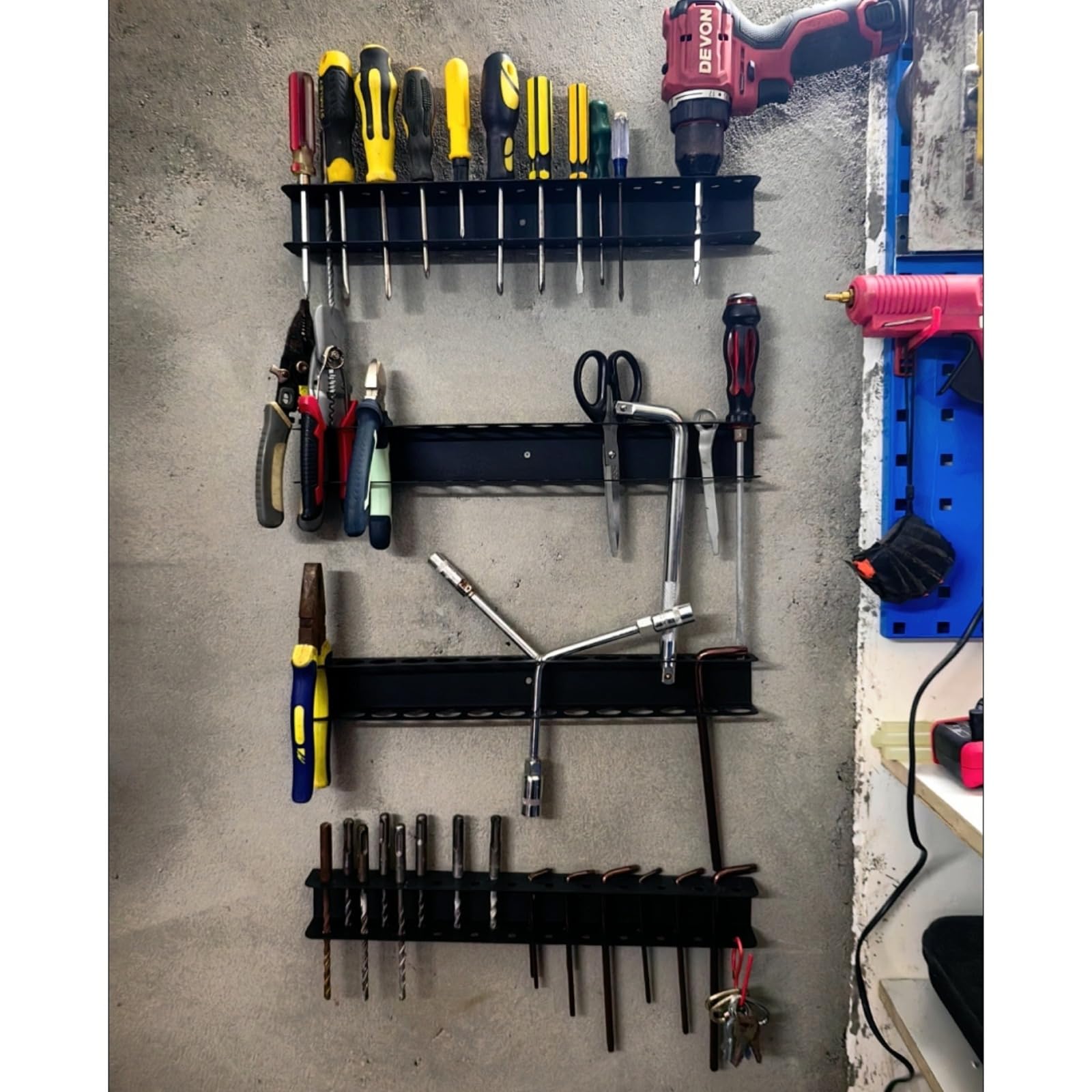 Estante de almacenamiento de herramientas de hierro, estante de almacenamiento de herramientas de hardware montado en la pared, estante de tornillos de hierro para herramientas de alta resistencia, ne