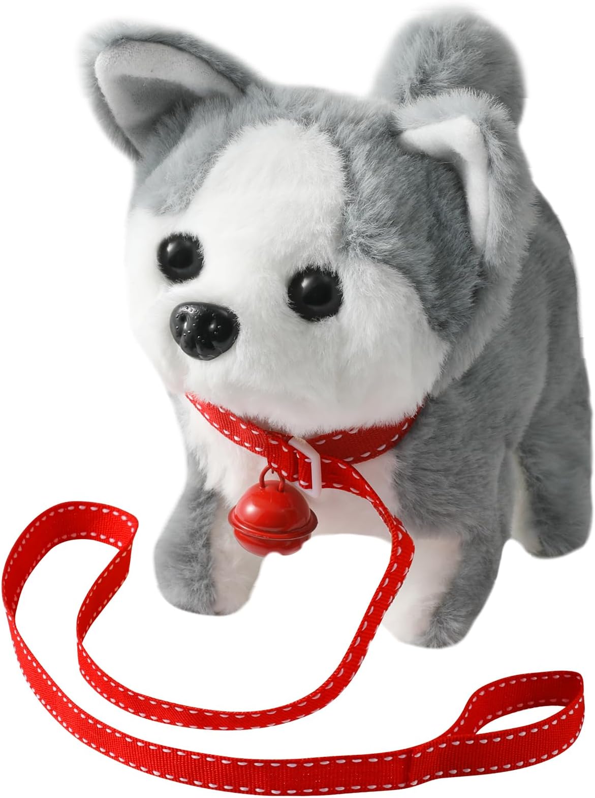 KSABVAIA Plush Husky Toy Puppy Electronic Interactive Dog - Walking, Barking, Tail Wagging, Stretching Companion Animal for Kids Toddlers