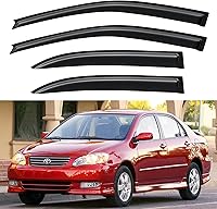 YQAUTEC Window Visors Rain Guards for 2003-2008 Toyota Corolla - Durable Out-Channel Vent Deflectors with 3M Tape