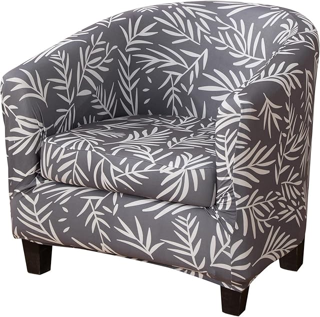 Tub Chair Covers 2 Piece Set - Upgraded 2 IN 1 Design Bucket Chair Covers High Stretch Printed Soft Club Chair Covers Armchair Slipcovers for Dining Living Room Cafe Bar Office Reception (Print 1)