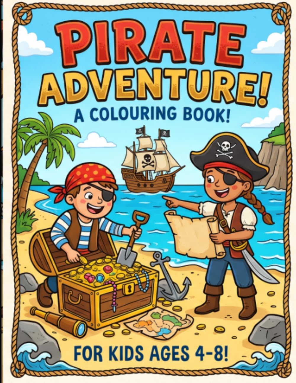 Pirate Adventure Coloring & Puzzle Book for Kids Ages 4–8: Fun Coloring Pages, Mazes, Spot-the-Difference, Treasure Hunts & Creative Pirate Activities for Boys and Girls