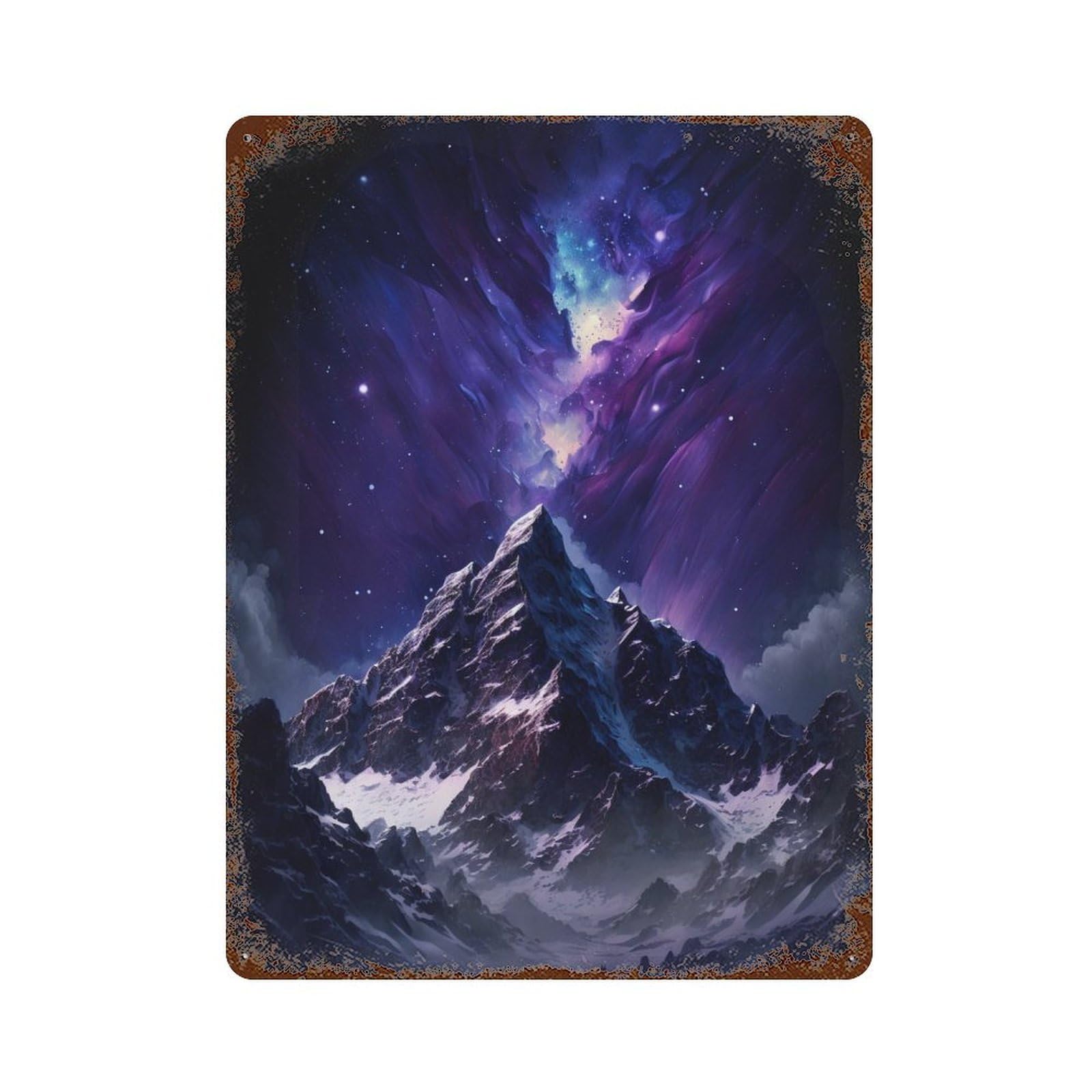 Garage Style Galactic Mountain Peak -1 Retro Metal Sign 15.7"x11.8", Industrial Home Decor for Bar And Workshop