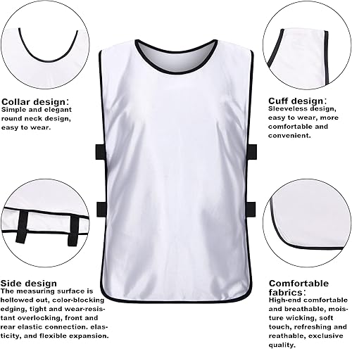 Miniatura 2 de RE-HUO Paquete de 6 chalecos de Scrimmage, piñones deportivos, baberos de fútbol para niños y adultos