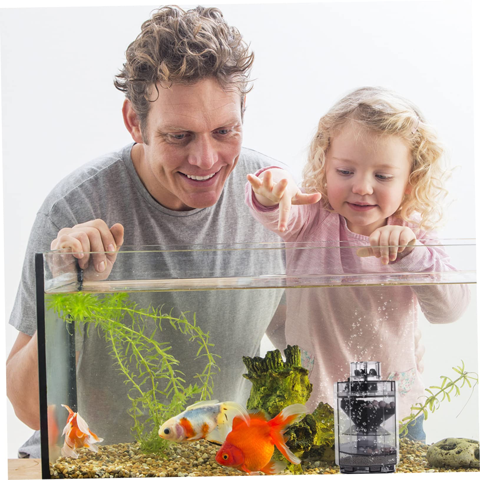 DOITOOL 4 Piezas Filtro de pecera limpiacristales Limpiador de Vasos Limpieza pecera Tanque Acuario con Bomba de Aire a bateria Accesorios para peceras Tubo de sifón Abdominales Light Grey
