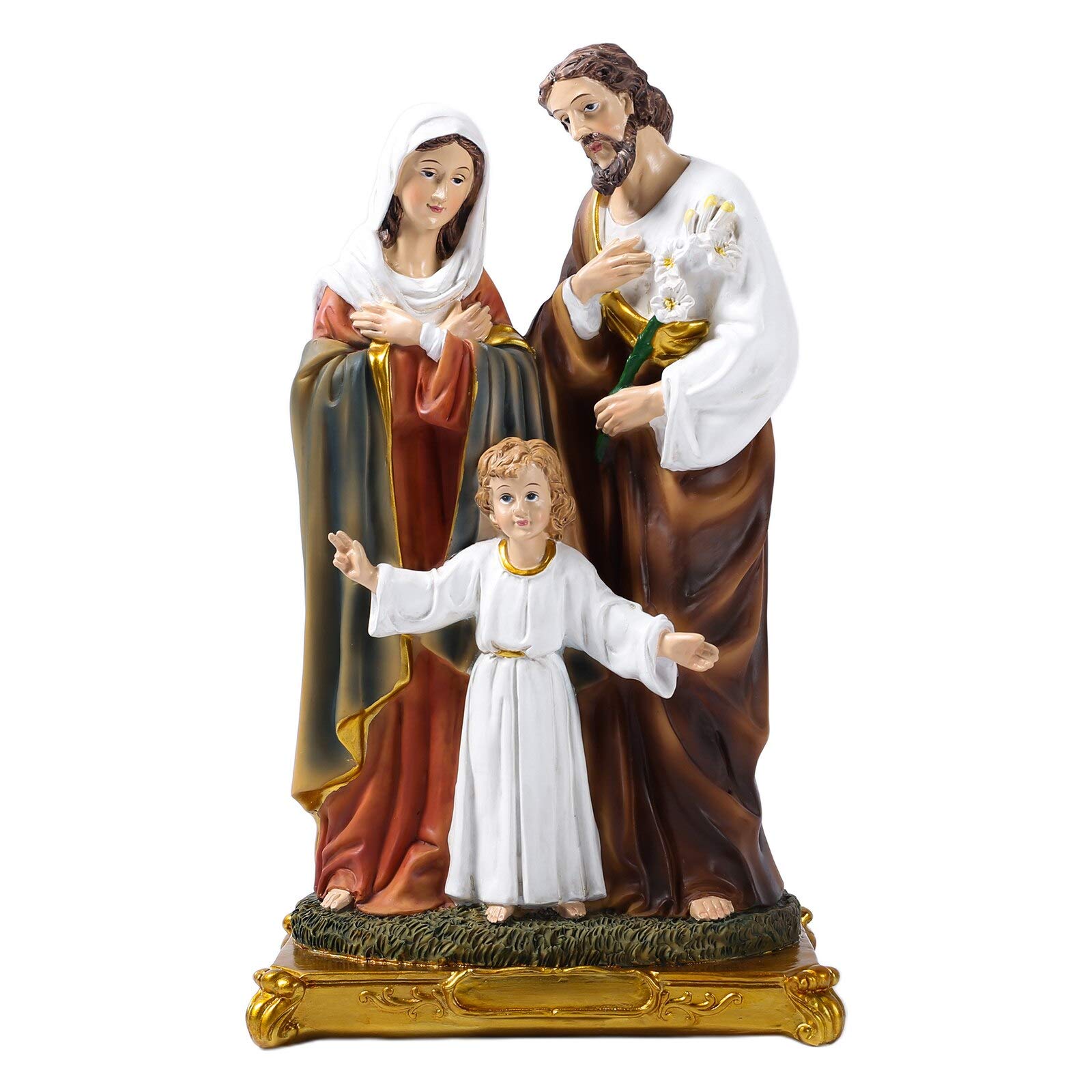 PRDECE Resin  Catholic  Jesus  Statue , The  Holy   Family  Saint Joseph Virgin Mary Sculpture, Religious Home Tabletop Decor