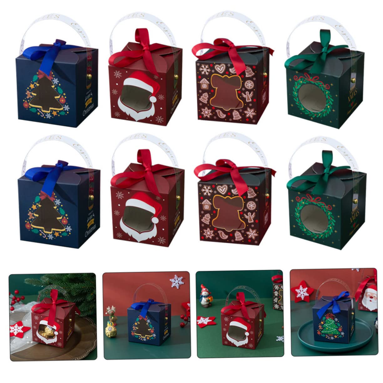 20pezzi Scatole Regalo di Natale Colorate Scatole per Dolcetti Natalizi in Carta Creative Manico per Caramelle Frutta e Regali Colore Casuale