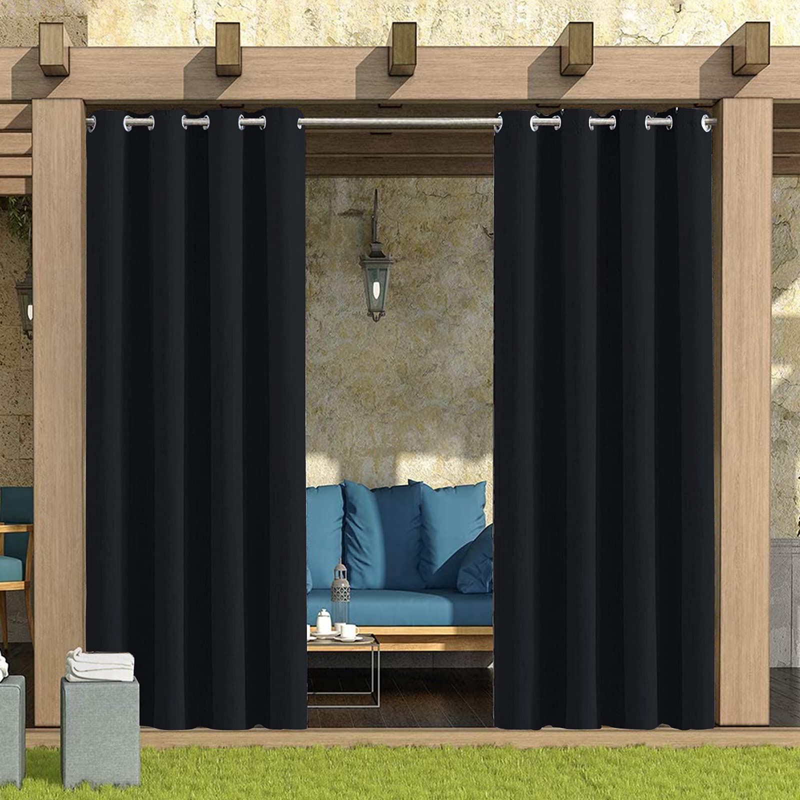 Sheeroom Tenda Oscurante Per Interni/Esterni 254x274 Cm – Pannello Singolo Con Occhielli, Impermeabile, Isolante Termico, Per Patio E Soggiorno (Grigio) - 2