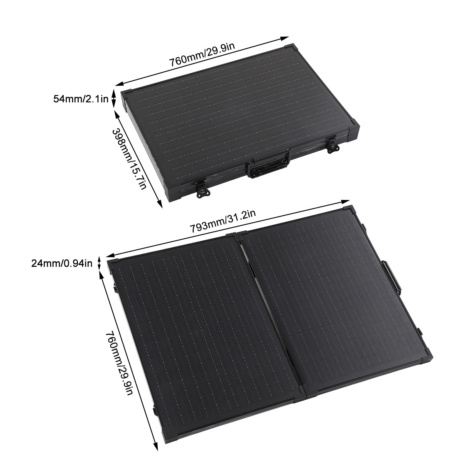 Cocoarm Składany Panel Słoneczny, Monokrystaliczny Przenośny Panel Słoneczny Konwersja 21% 21,6 V IP65 z Regulowanym Wspornikiem do Generatorów Słonecznych Elektrownie RV Camping Home (100W)