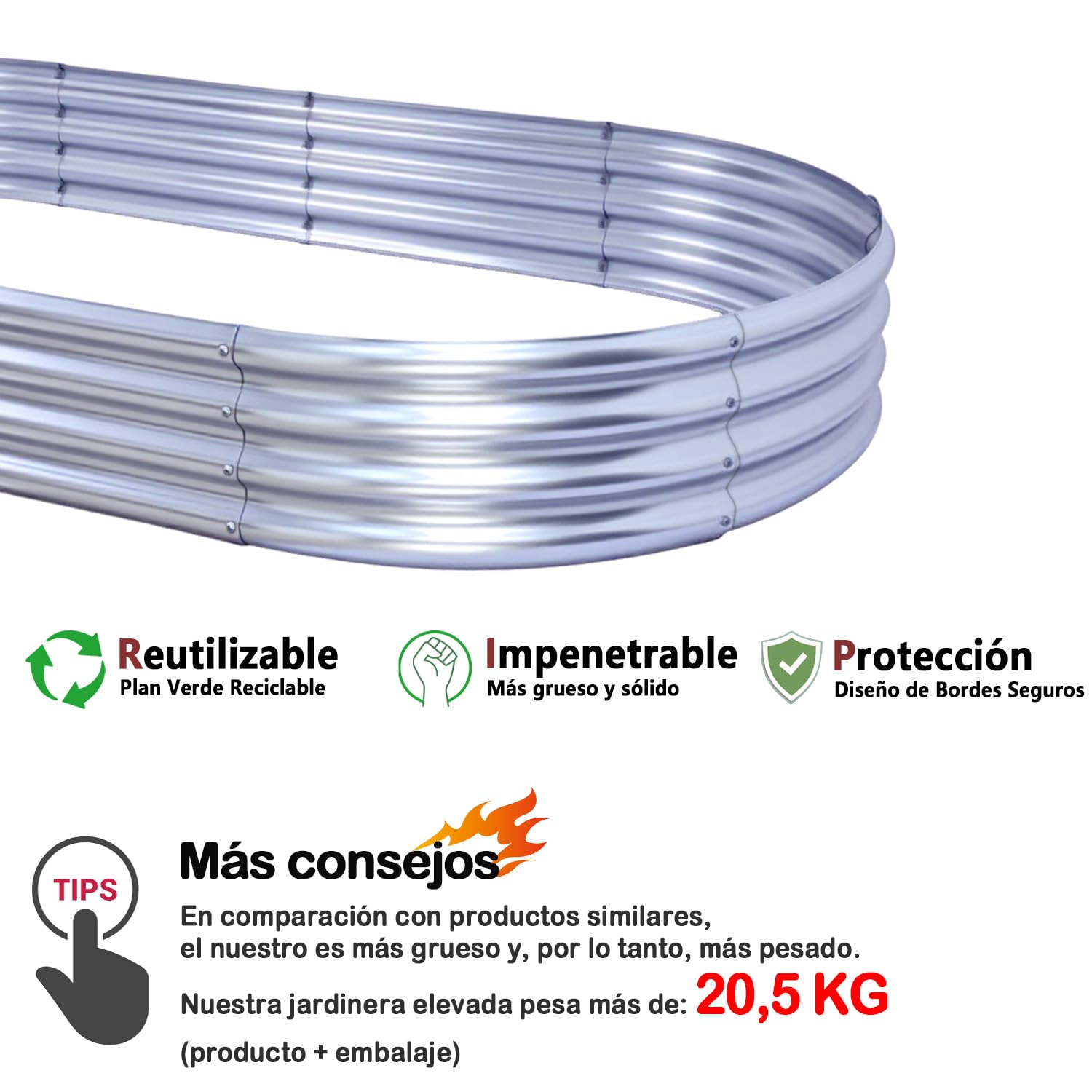 Cama de jardín elevada (Oval, 8x4x1 FT)