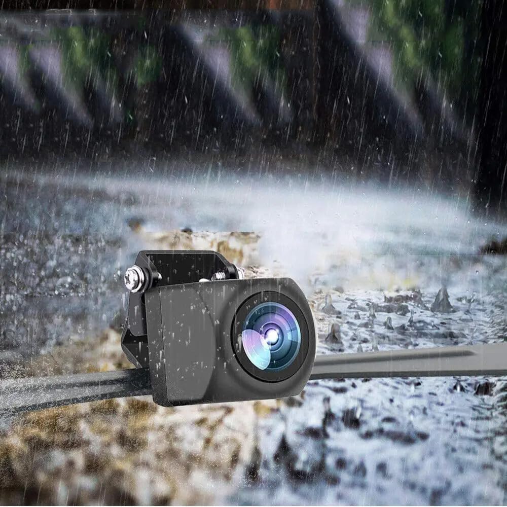 Vlicevrn Car Rear View HD CCD License Plate Frame Wide View Angle Night Vision Backup Parking Waterproof IP68 Vehicle Camera for Cars SUVs Pickups Trucks RVs (Fisheye Fixed Line Camera)