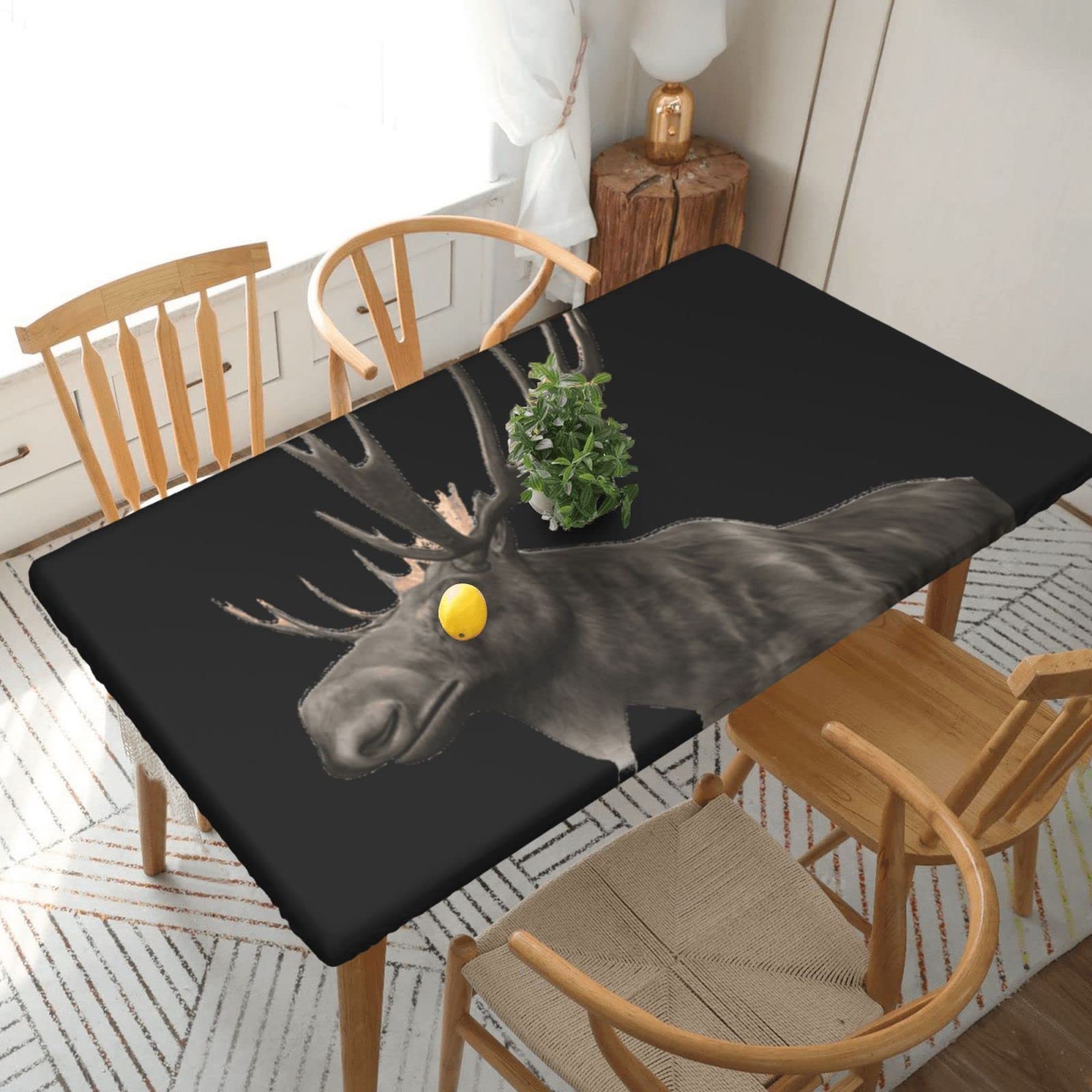 BNVSADC Moose Printed 5FT Tablecloth Polyester Kitchen Water Resistant Table Cloth Dining Table Decoration Table Covers, 152x76 CM