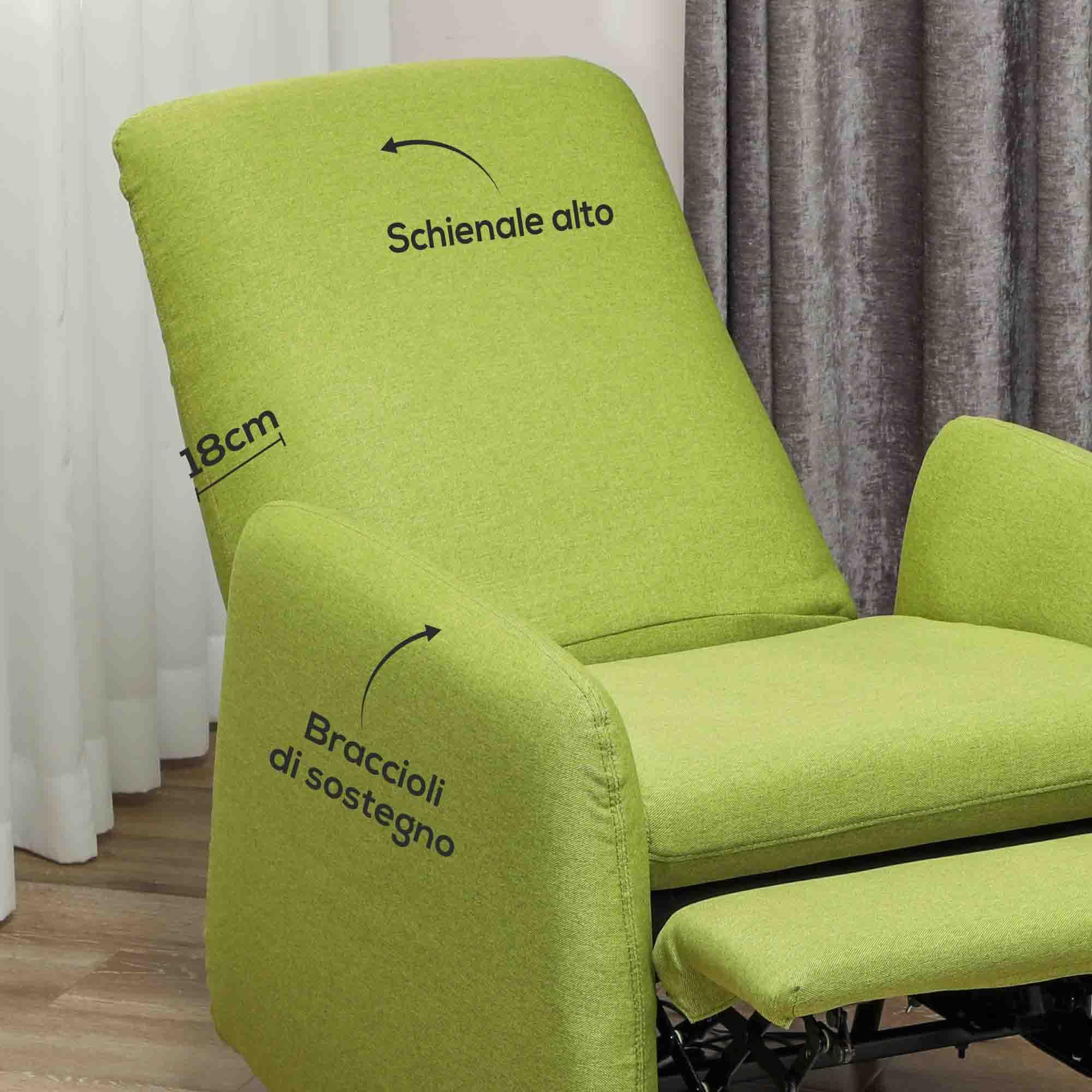 HOMCOM Poltrona Relax Reclinabile Manuale con Poggiapiedi, Poltrona Reclinabile in Tessuto Effetto Lino, Copertura Rimovibile per Camera da Letto, Soggiorno e Salotto, Grigio