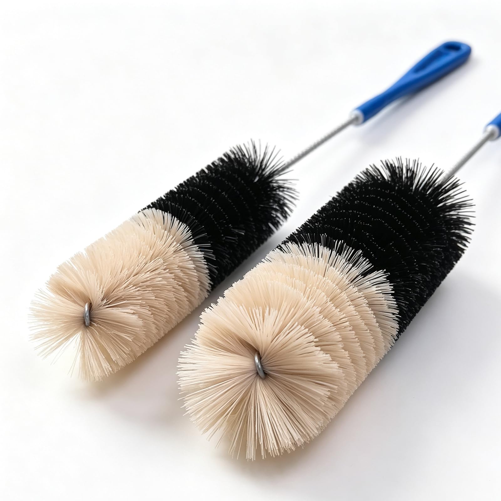 Flaschenbürste mit langem Griff, 43,2 cm, schmaler Hals, Flaschenreinigerbürste mit 5,1 cm und 3,3 cm weichen Nylonborsten, für Wasserflaschen, Limonadenflaschen, Heimbrauen, Kombucha, Gewürzgläser, 2