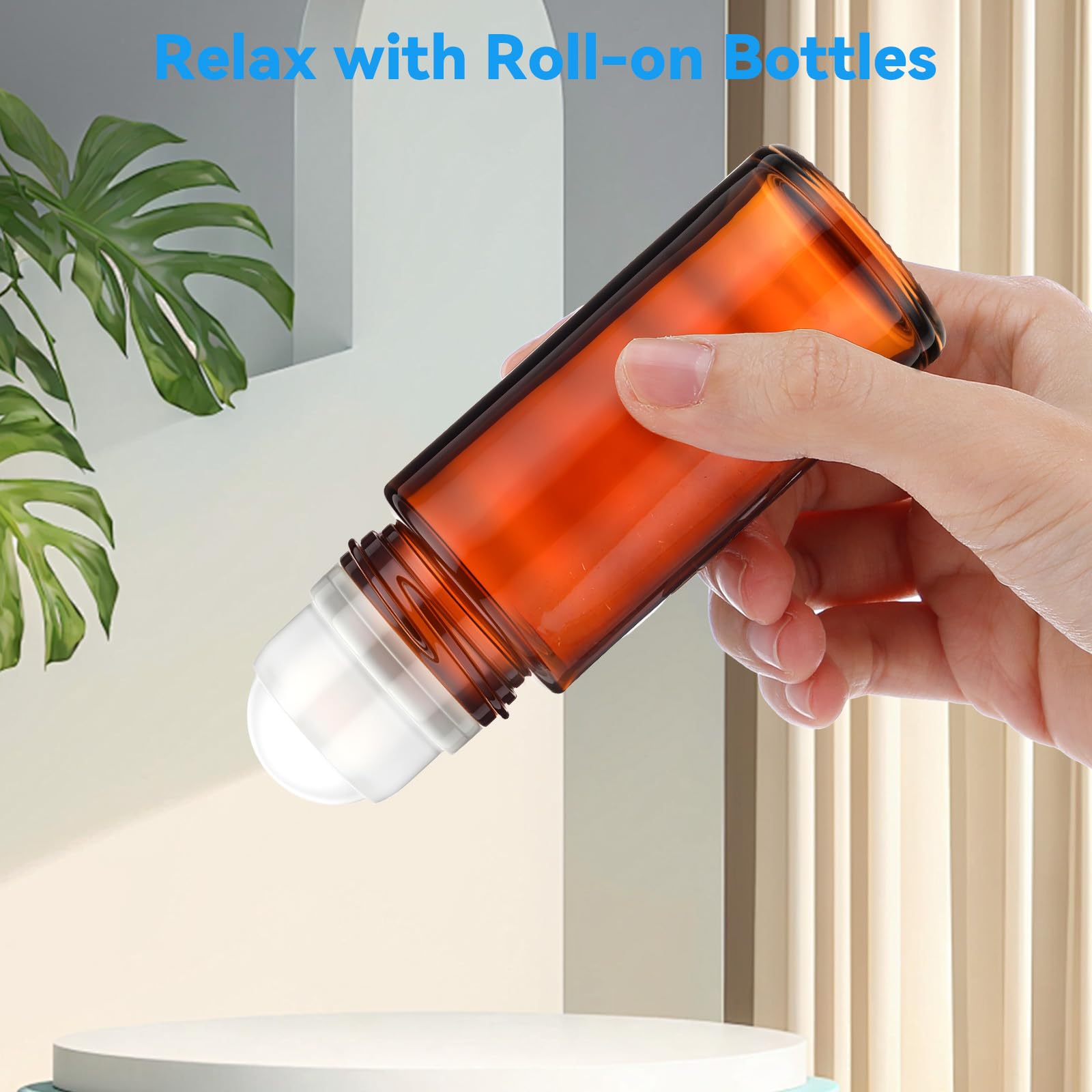 YUXIANLB Lot de 2 flacons roll-on en verre rechargeables de 50 ml pour huiles essentielles, parfums, cosmétiques, applicateur de bille, déodorant vide