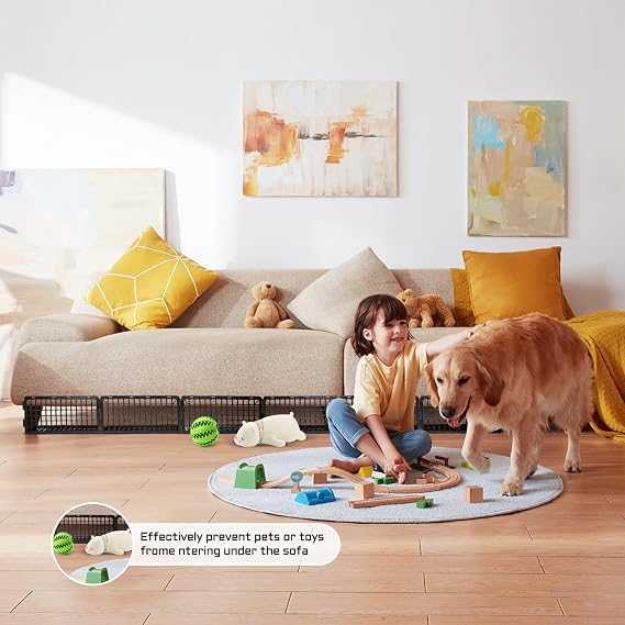 12 PCS Under Couch Blocker, Under Bed Blocker for Pets, Under Couch Toy Blocker, Black Plastic Under Bed Blocker, Bed Blockers for Couch and Bed Under