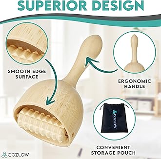 COZLOW Wood Therapy Massage Cup w/Roller, Maderoterapia Massager for Body Sculpting - Wooden Cupping Massage Tool for Lymphatic Drainage - Maderotherapy Helps Reduce Cellulite Appearance