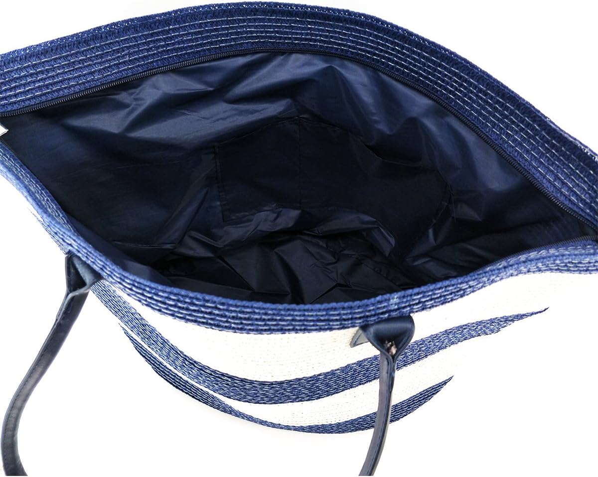 We We Large Canvas Straw Beach Pool Bag Waterproof Beach Tote Bags for Women Travel Shoulder Handbag