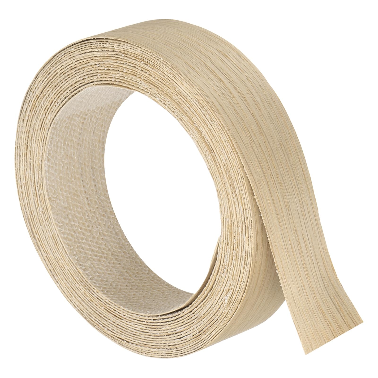 sourcing map 38mm x 8m (WxL) Wood Veneer Edge Banding, Pre-Glued Flexible White Oak Edging Strips, Iron on with Hot Melt Adhesive Wood Tape for Cabinet Repair and Furniture Restoration