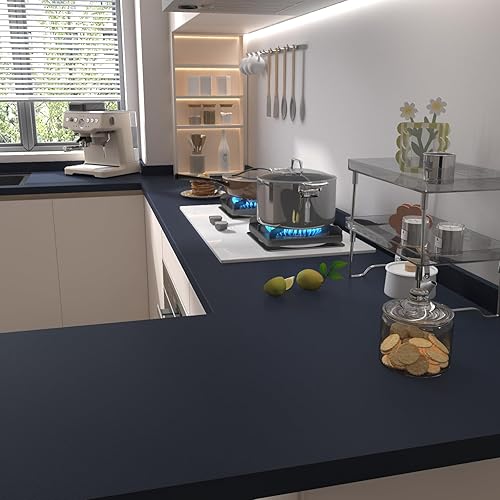 Miniatura 2 de VIOPVERY Papel de contacto de 15.7 x 393 pulgadas, color azul marino, papel de pared sólido para despegar y pegar, impermeable, fácil de quitar,