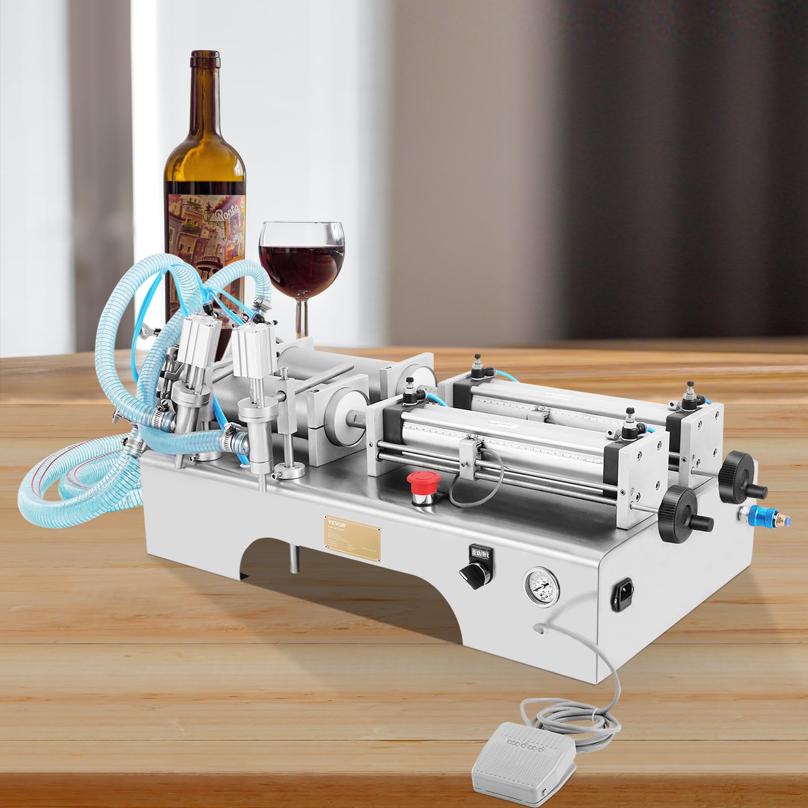 VEVOR Macchina di Rifornimento Liquida 100-1000ML Riempitrice Liquida Orizzontale a Doppia Testa Riempitrice Pneumatica Elettrica a Liquido per Profumo Acqua di Bevanda Latte Olio d'Oliva