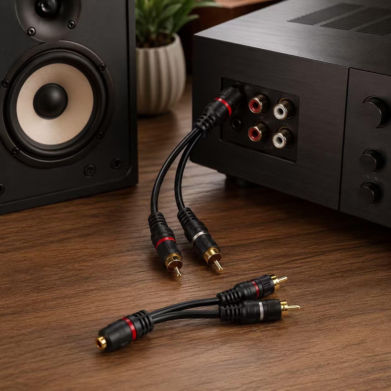 Lot de 2 répartiteurs RCA 1 mâle vers 2 femelles, câble adaptateur audio vidéo en Y, bleu foncé, 0,2 m (1 femelle vers 2 mâles)