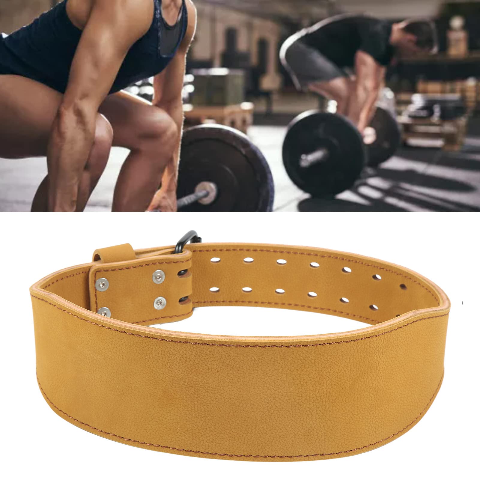 Pas do podnoszenia ciężarów, pas fitness ze skóry bydlęcej pas ochronny ze stalową klamrą pasuje do podciągania ciężarów