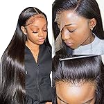 Straight Lace Front Wigs Human Hair 13x4 HD Transparent Lace Front Wigs for Black Women Glueless Brazilian Virgin Hair Lace Frontal Wig 180% Density Pre Plucked with Baby Hair Hairline