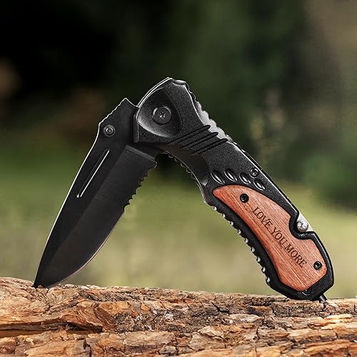 Miniatura 10 de Titorld Cuchillo de bolsillo, regalos para hombres, papá él, ideas de regalos de cumpleaños de aniversario para hombres, cuchillo plegable grabado,