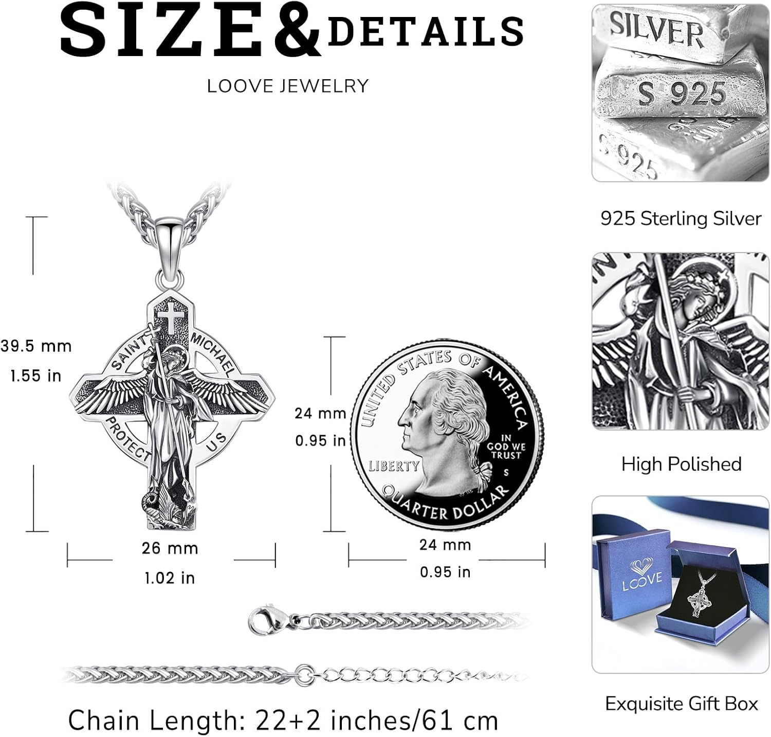 925 Sterling Silver St Michael/St Christopher/Virgin Mary Necklace Patron Saint Amulet Medal Jewelry for Men Women - Image 5