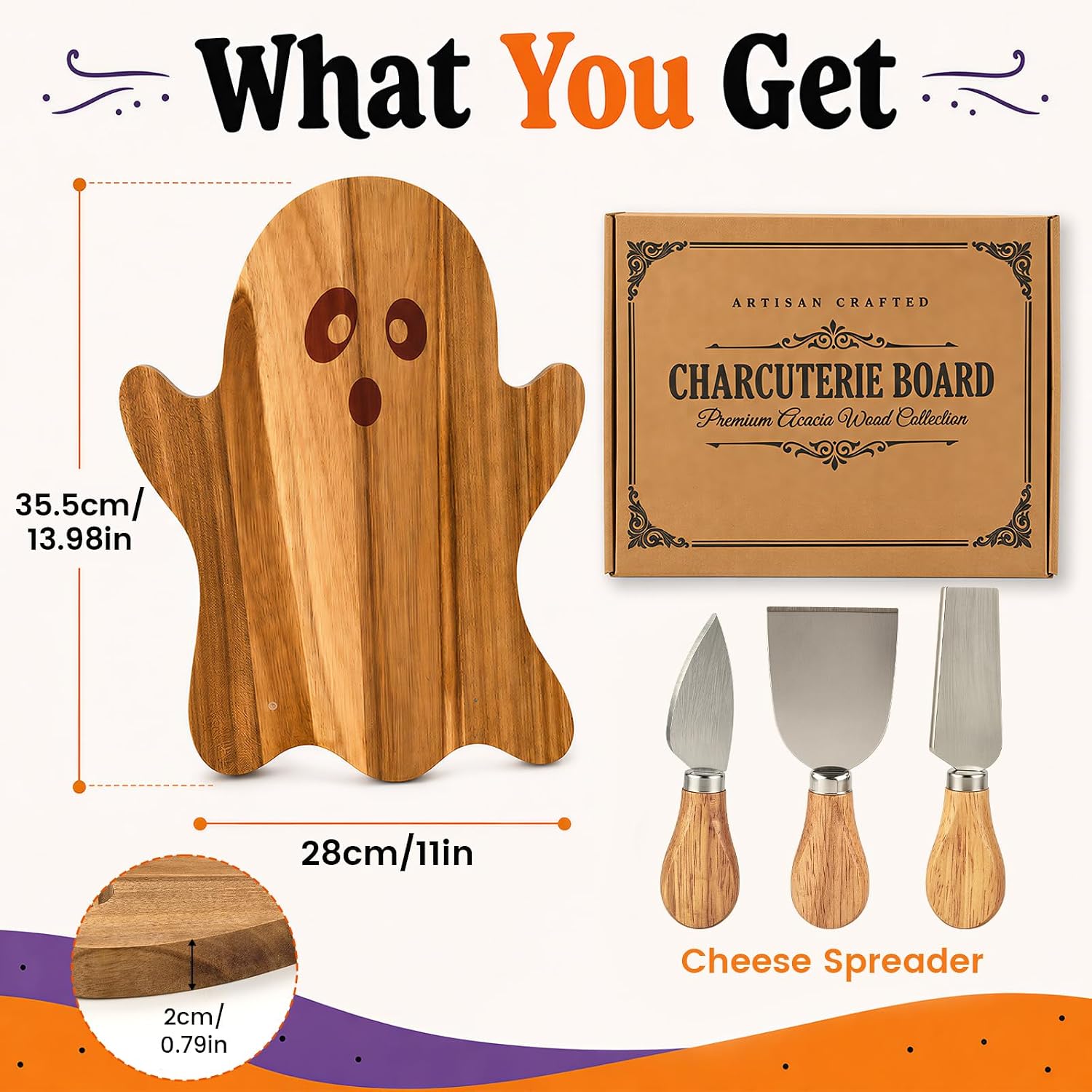 Defresit Halloween Ghost Charcuterie Board, Spooky Halloween Kitchen Decor