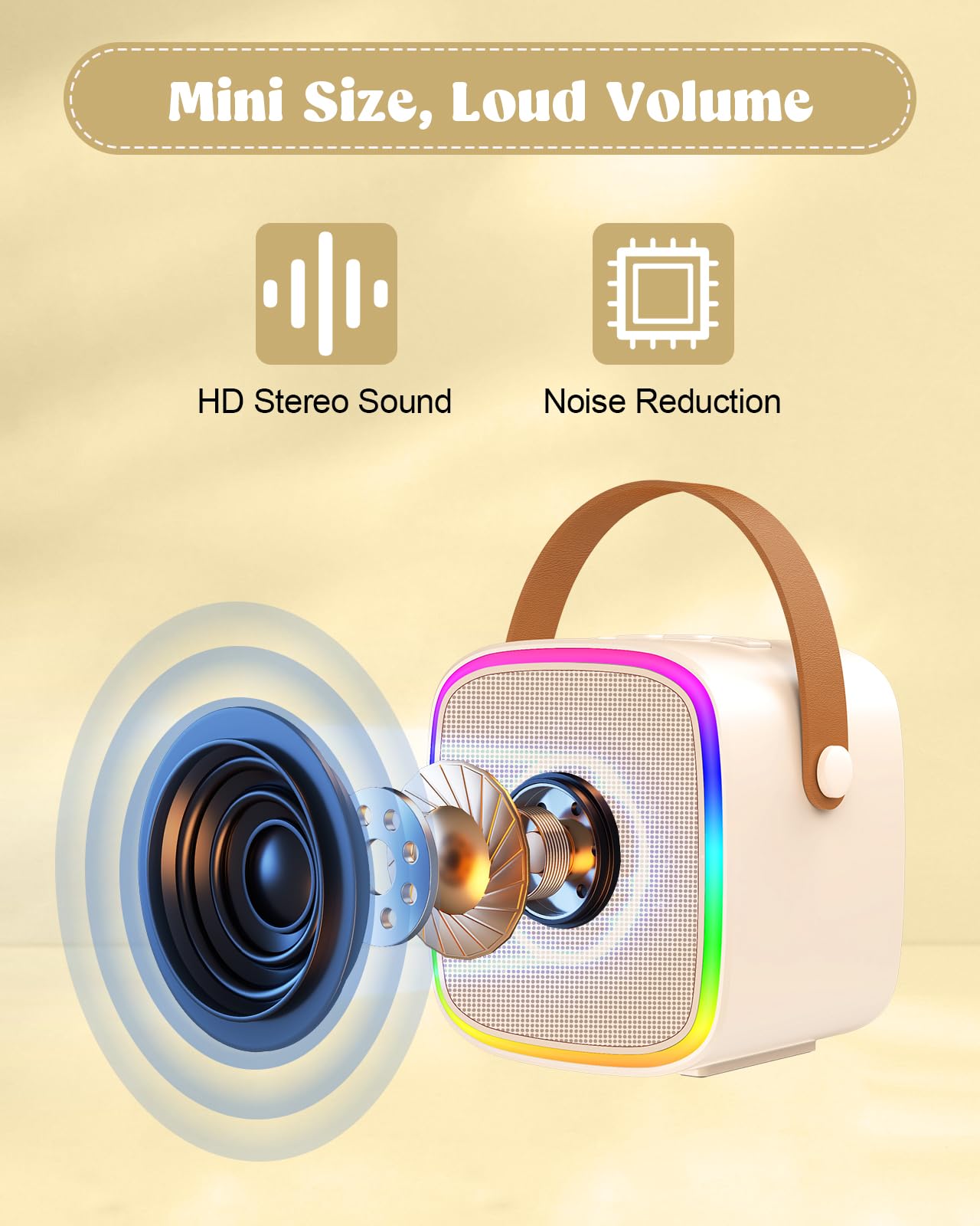 Mini máquina de karaoke con 2 micrófonos inalámbricos, juguetes para niños, altavoz Bluetooth portátil para niños y adultos, juguetes de Navidad para niñas de 4, 5, 6, 7, 8, 9, 10, 12 años, 7