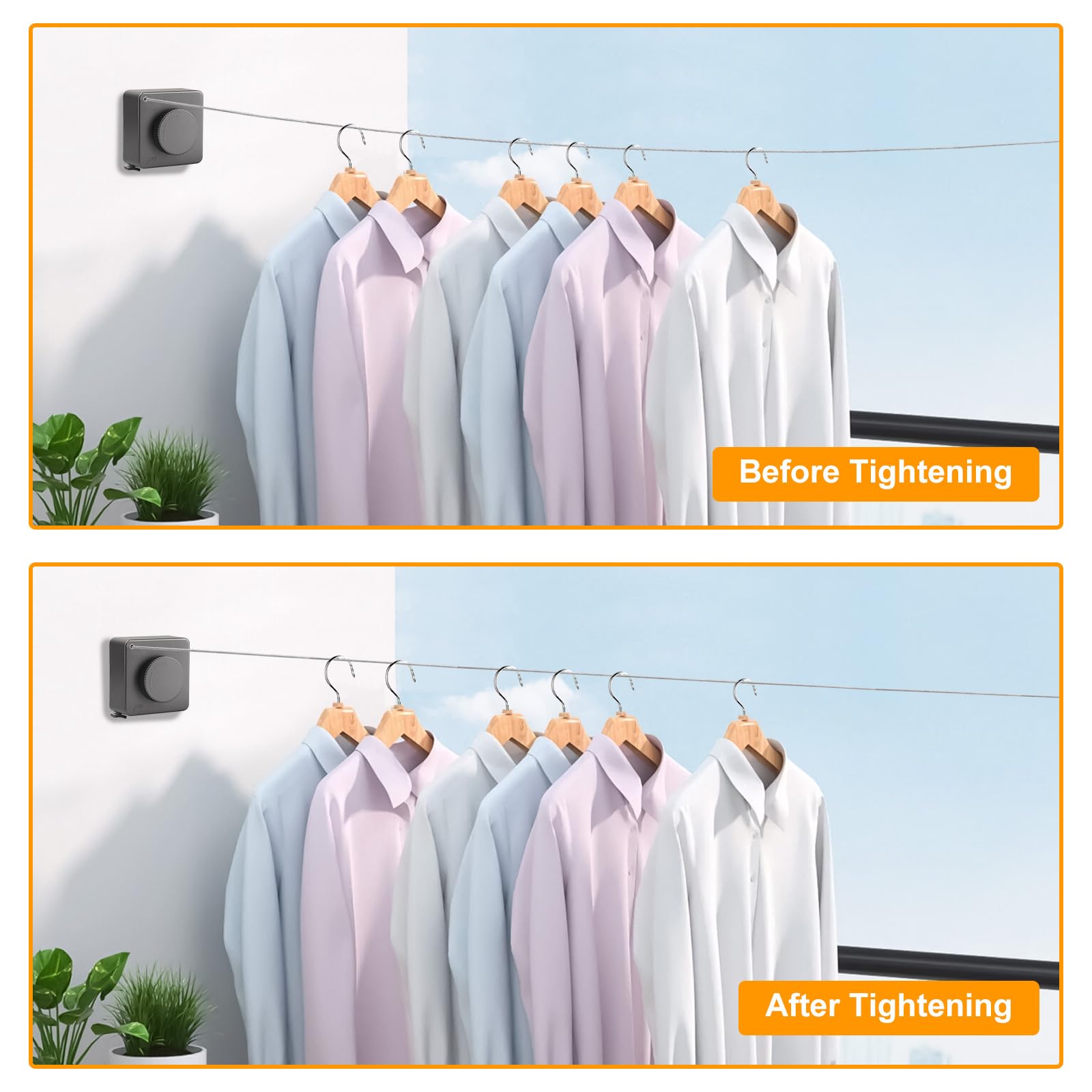 Corda Per Bucato Retrattile Da 4,2 Metri - Stendibiancheria A Parete Per Interni Ed Esterni - Foto 6