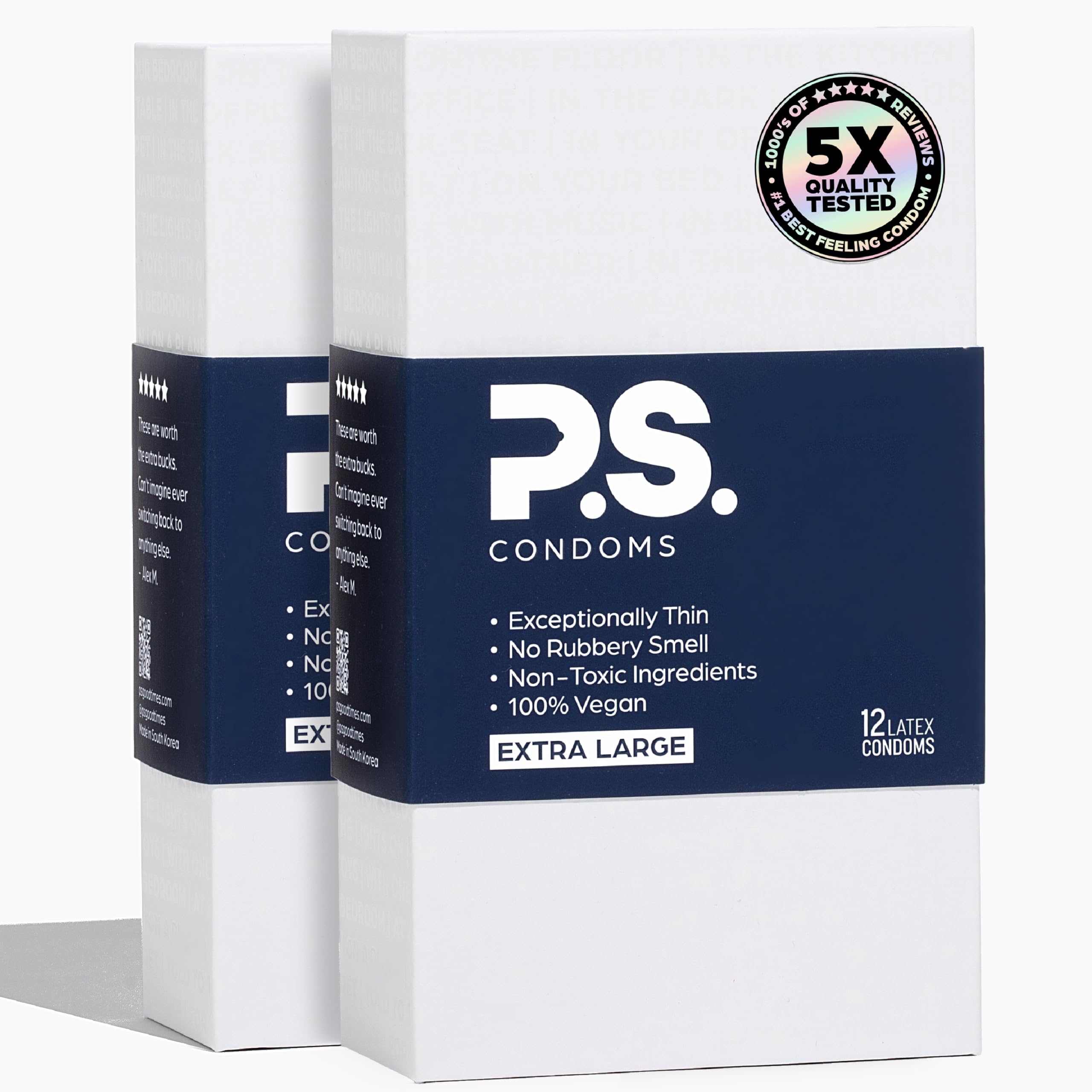 PS Condoms Extra Large Thin Latex Condoms, Clean &amp; Odorless, XL 24 Pack