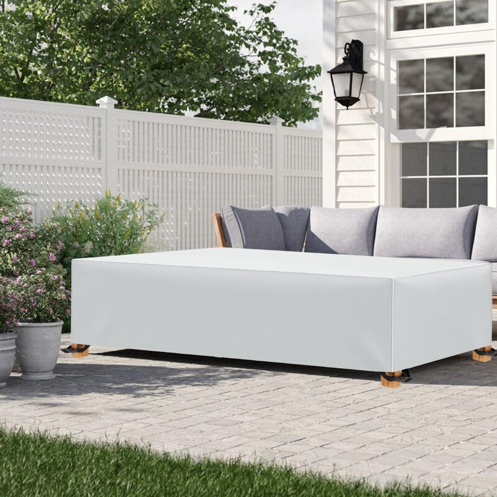 Housse Table de Jardin, Housse Salon de Jardin Exterieur Rectangulaire Couverture de Protection Meubles ​Bâche Salon de Jardin Imperméable Anti-UV 600D Oxford Bache Table Exterieur 220x130x85cm