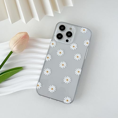 Miniatura 2 de ZTOFERA Funda trasera de TPU para iPhone 13 Pro Max, funda de silicona suave brillante con patrón de margaritas, linda funda delgada mate suave