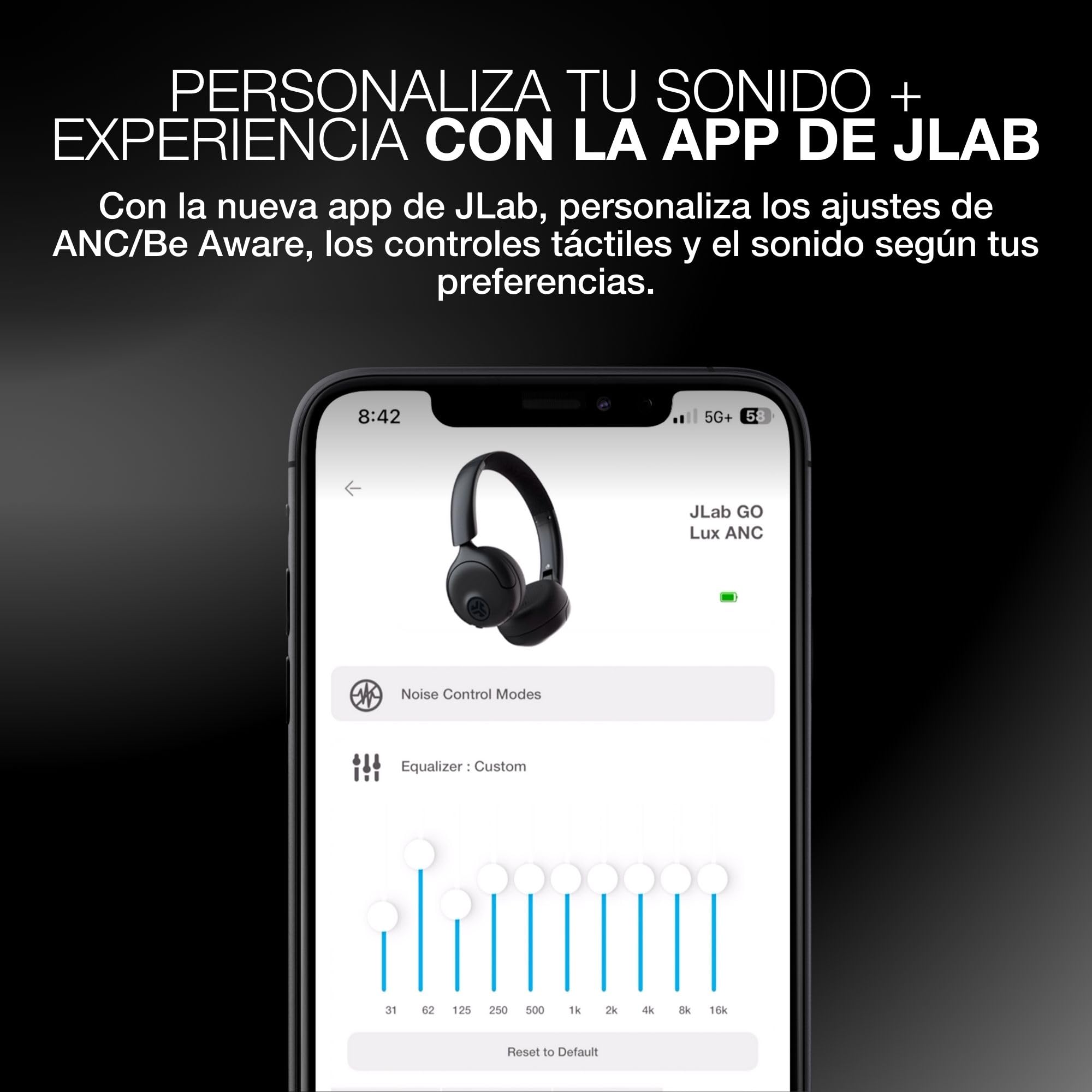 JLab Go Lux ANC Auriculares Inalámbricos Bluetooth con Cancelación Activa de Ruido - Cascos con MicróFono, 70+ Horas de Reproducción, Audio Espacial y Modo Consciente, Malva