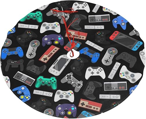 Miniatura 7 de Fondo de controlador de videojuegos, falda de árbol de Navidad de 30 pulgadas, falda de árbol de Navidad de Halloween, decoración de Navidad para