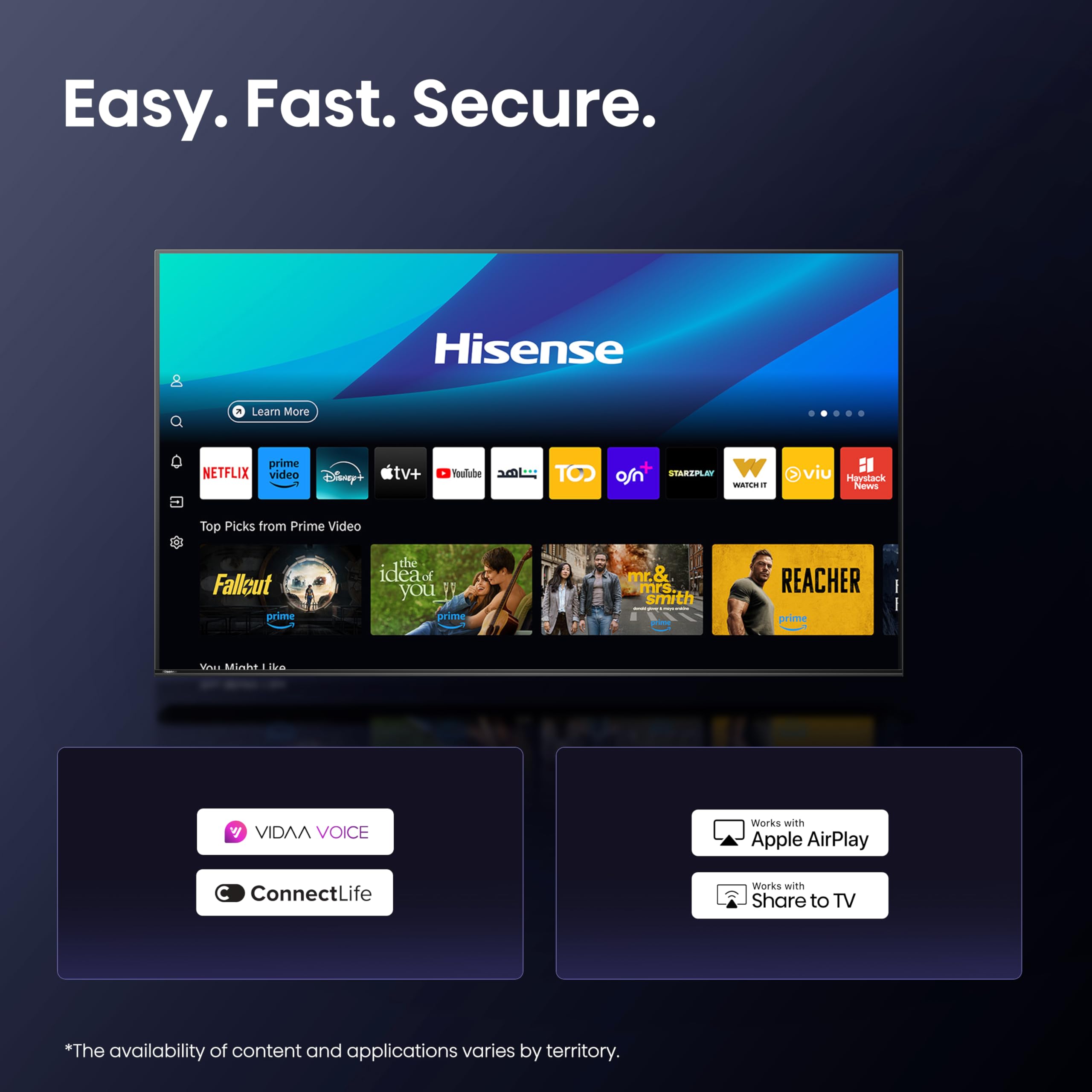 Hisense Smart TV 55 Pouces 55E7Q QLED 4K UHD Téléviseur, Dolby Vision Atmos, Mode Sport IA MEMC, HDR, VIDAA avec Youtube, Netflix, Disney+, Canal +, Commande vocale Alexa