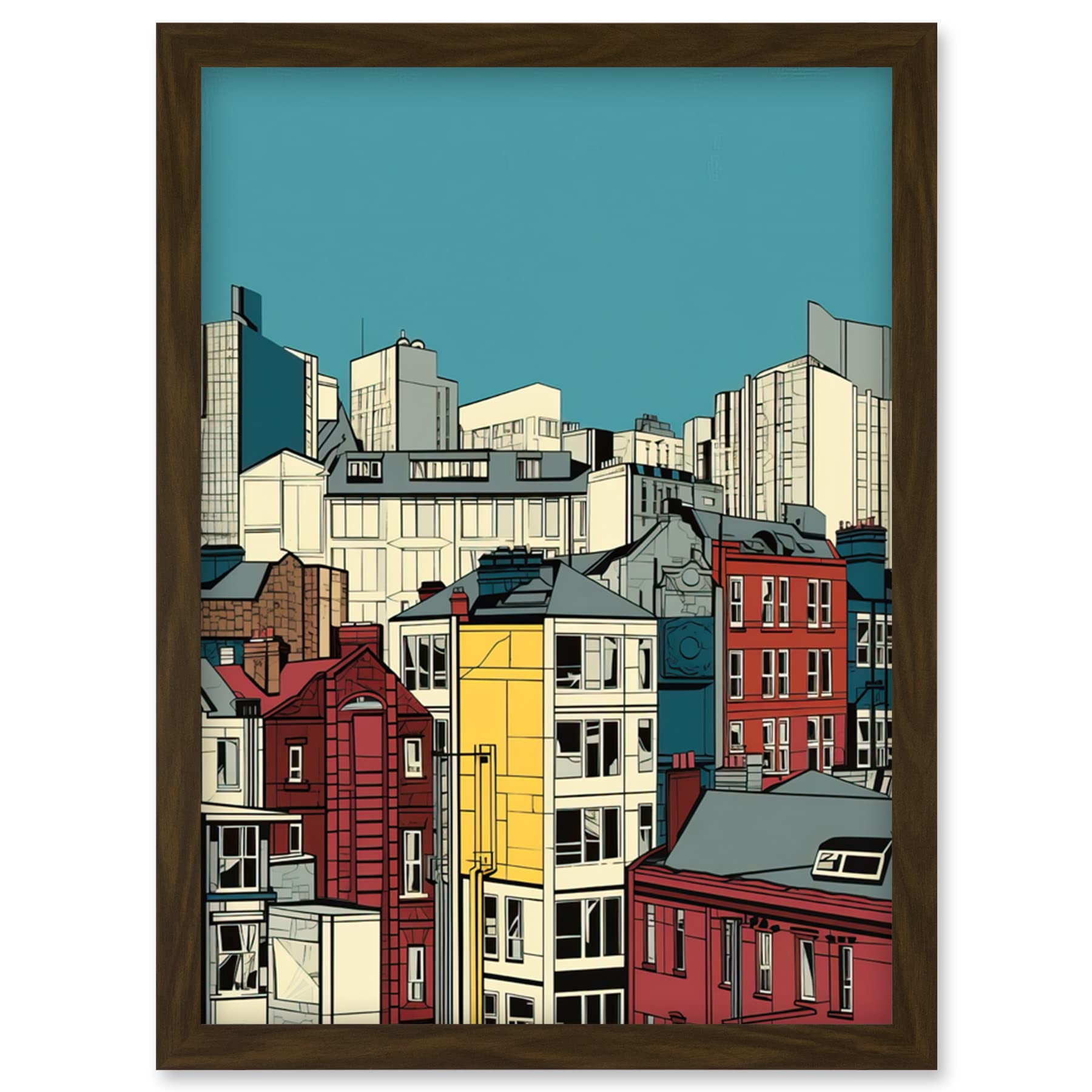 Artery8 Manchester City Architecture Styles Cityscape Artwork Framed Wall Art Print A4