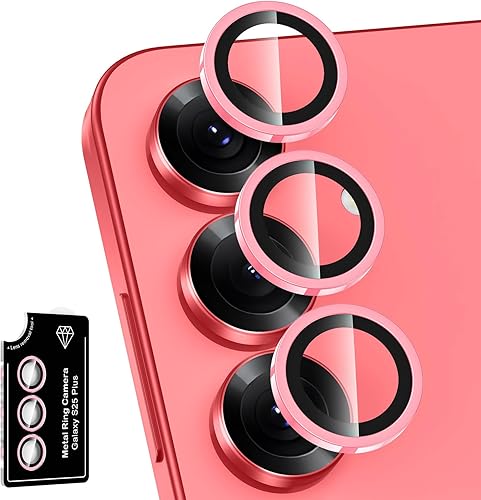 Miniatura 66 de Protector de lente de cámara para Samsung Galaxy S25 FE, cubierta individual de lente de vidrio templado con anillo de metal, [fuerte adsorción]