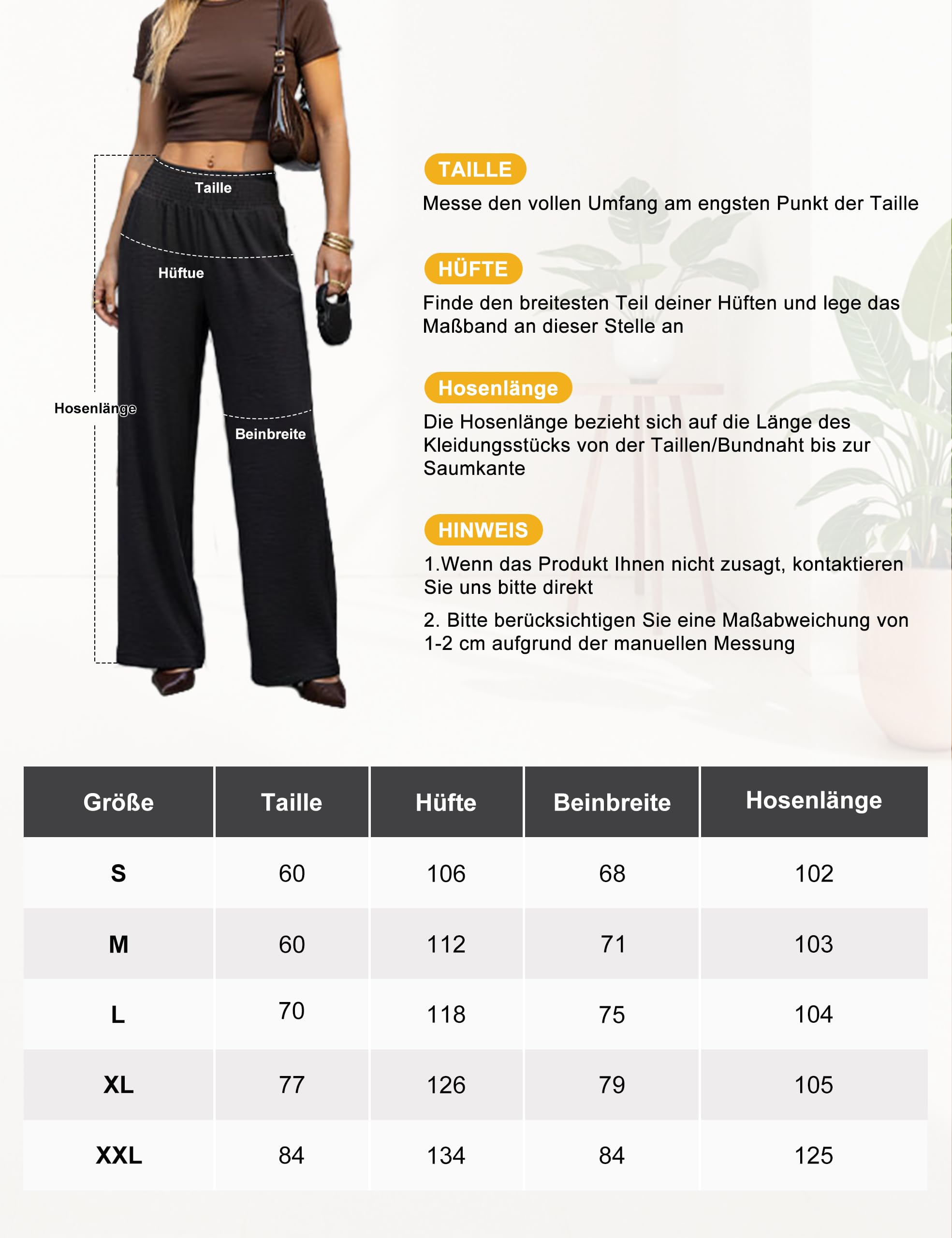 Desol Pantaloni estivi da donna, leggeri, eleganti, a vita alta, con tasche, gamba larga