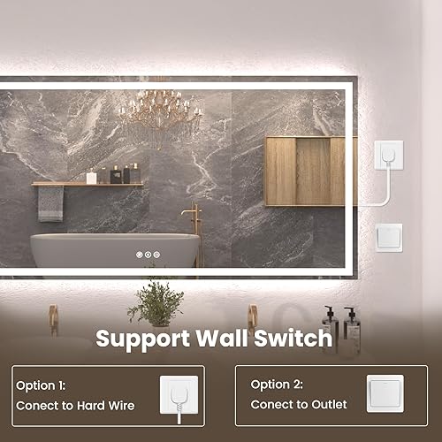 Miniatura 155 de Espejo LED de baño, 36 x 36 pulgadas con luz frontal y retroiluminada, antiniebla, espejo de tocador de baño para pared, función de memoria