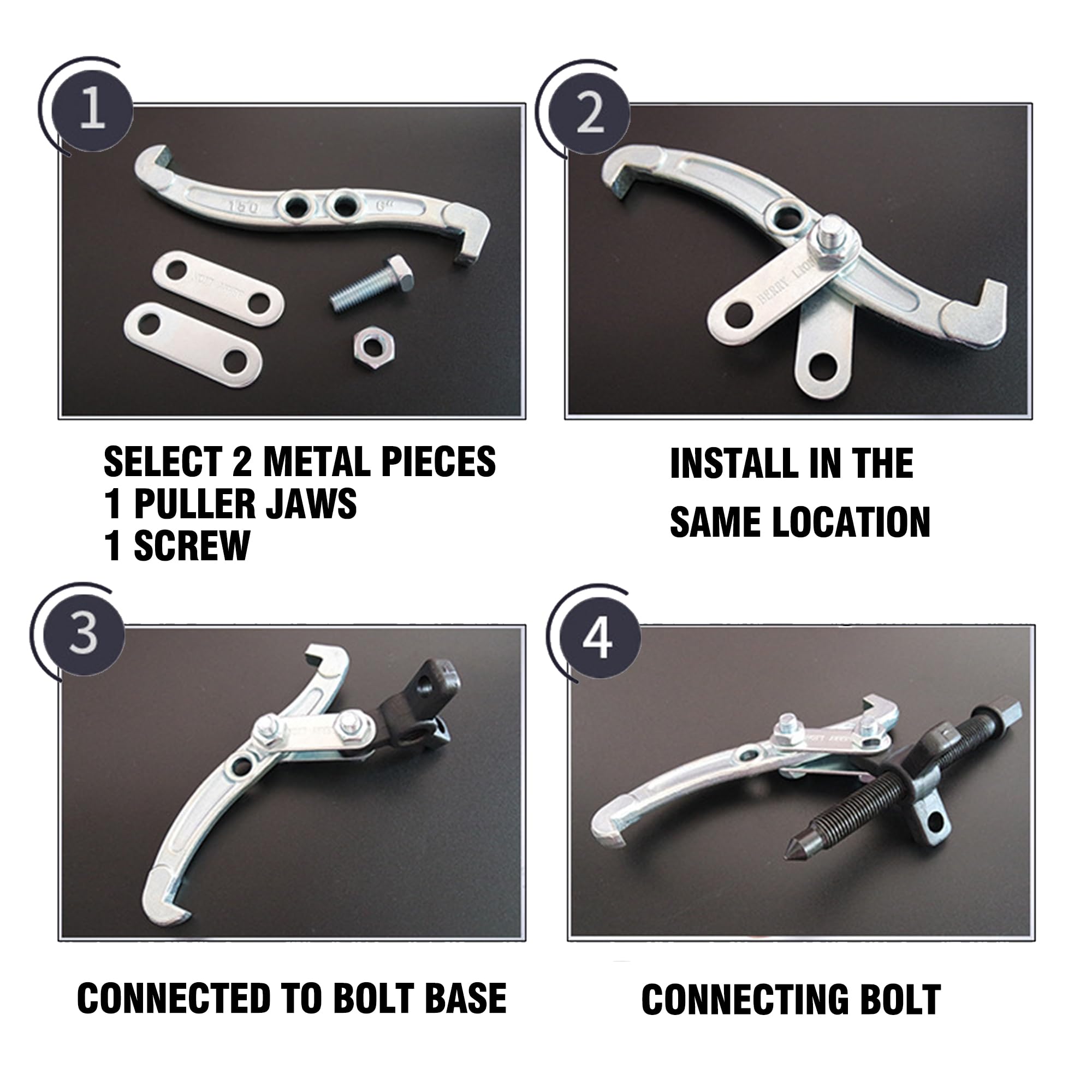 Kit de extractores de 3 mordazas, 4 extractores de cojinetes para extracción de poleas, engranajes y volantes. Juego de extractores de engranajes Motor Tech de alta resistencia con mordazas reversi
