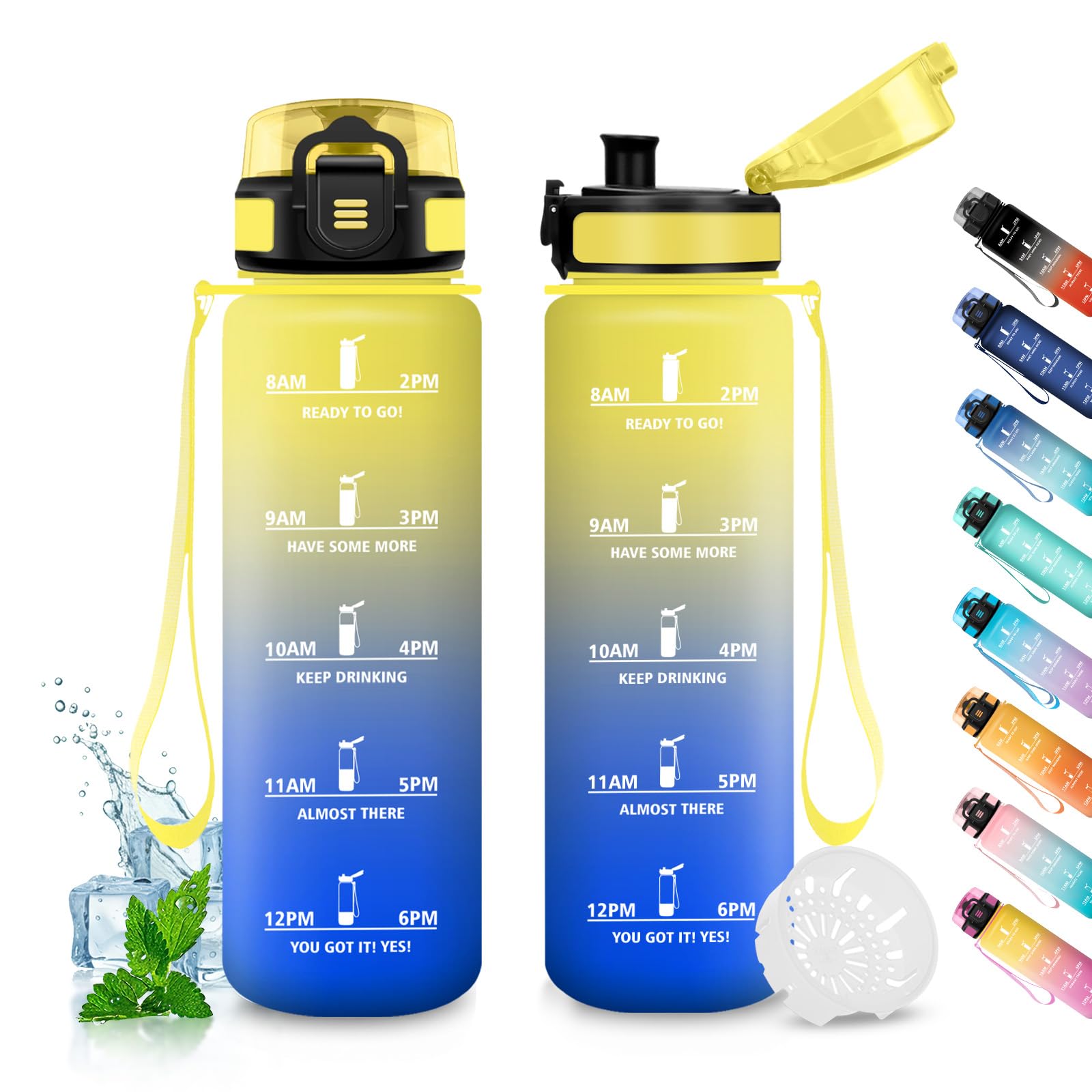JAPORIA 500ml Motivation Water Bottle with Time Marker, Waterproof and Reusable, Bottle for Travel, Hiking, School, Cycling, Fitness, Office