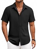 Mens Button Down Shirts Lightweight Breathable Short Sleeve Shirt Summer Beach Top