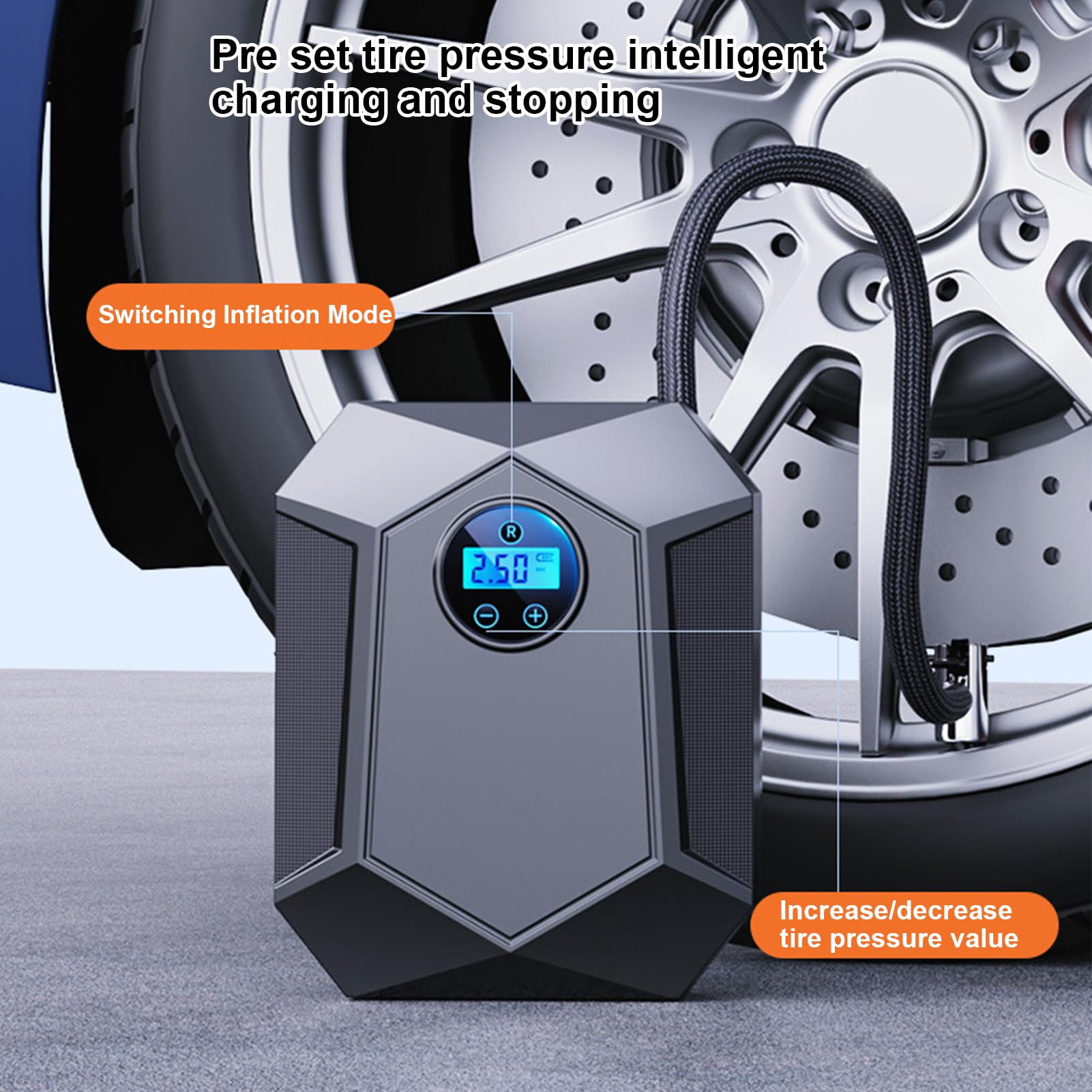 Compressore di Aria per Pneumatici Display Digitale con Spegnimento | Compressore Ad Aria Portatile Per Viaggi Ideale Per Trasferte Pendolari Gite In Famiglia Garage Basket