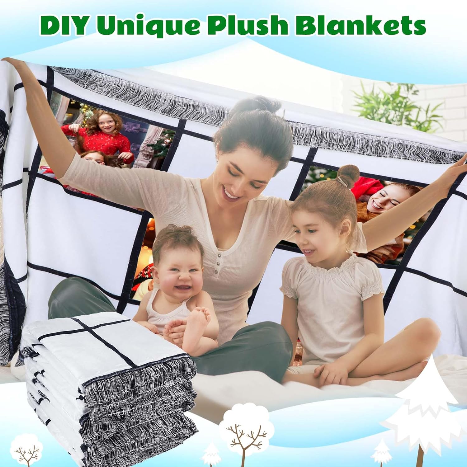 Preboun 6 Pcs Sublimation Blanket 40 x 60 Inch Throw for Heat Press Polyester Custom Personalised Photo with 20 Panel Printed for DIY