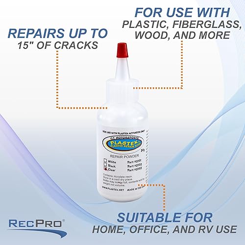 Miniatura 8 de RecPro Kit de reparación de plástico RV para faldones de guardabarros, bañeras, salpicaderos, tanques de ABS y más (transparente)